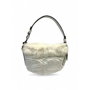Coach Vintage Y2K Rabbit Fur Trim Puffer Shoulder Bag